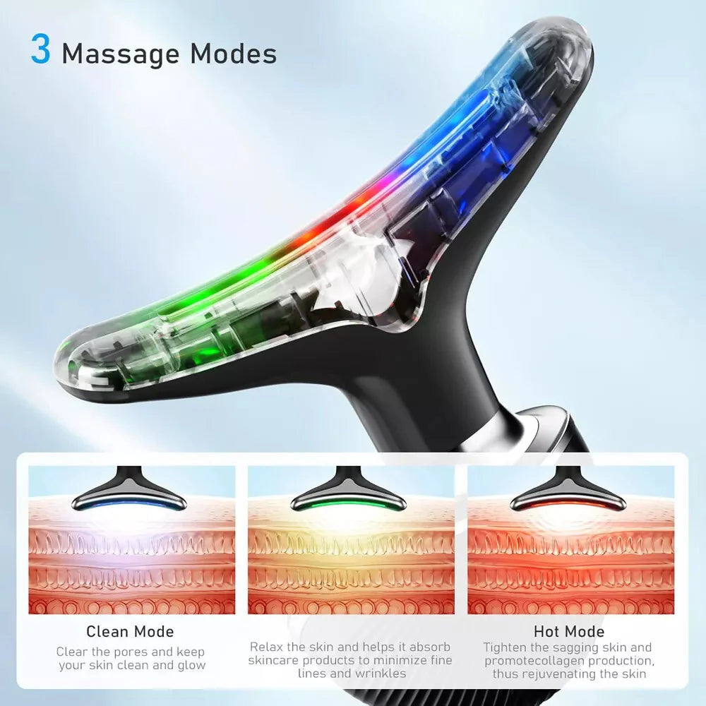 Neck Face Lifting Massager Skin Tighten Device LED anti Wrinkle Double Chin US