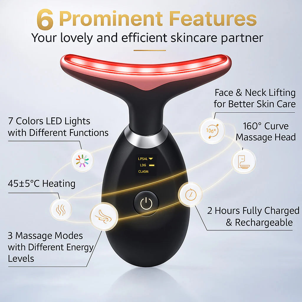 Neck Face Lifting Massager Skin Tighten Device LED anti Wrinkle Double Chin US
